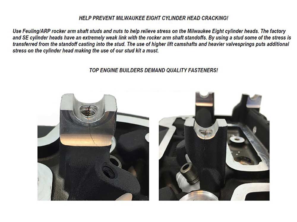 Feuling ARP Hi-Strength Rocker Stud & Nut Kit. Fits Milwaukee-Eight 2017up.