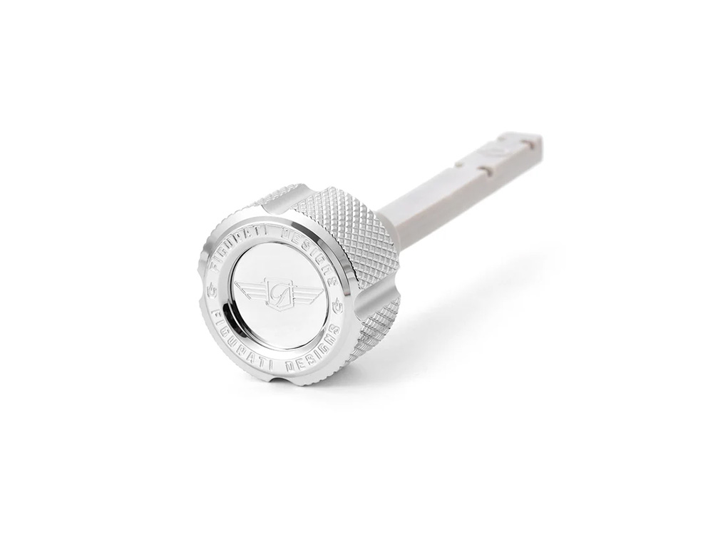 Figurati Designs Magnetic Transmission Oil Dipstick – Knurled Silver. Fits Touring 2017up