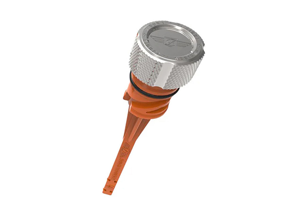 Figurati Designs Magnetic Engine Oil Dipstick – Silver. Fits Softail 2018up