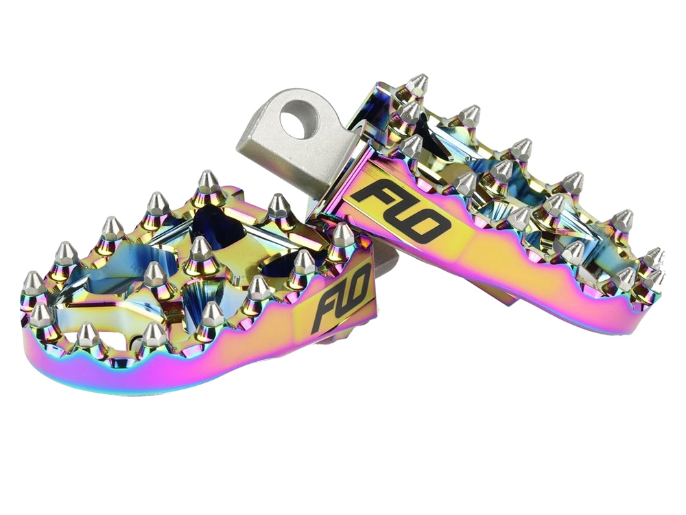 Flo Motorsports V2 MX Footpegs with HD Male Mount – Jet Fuel.