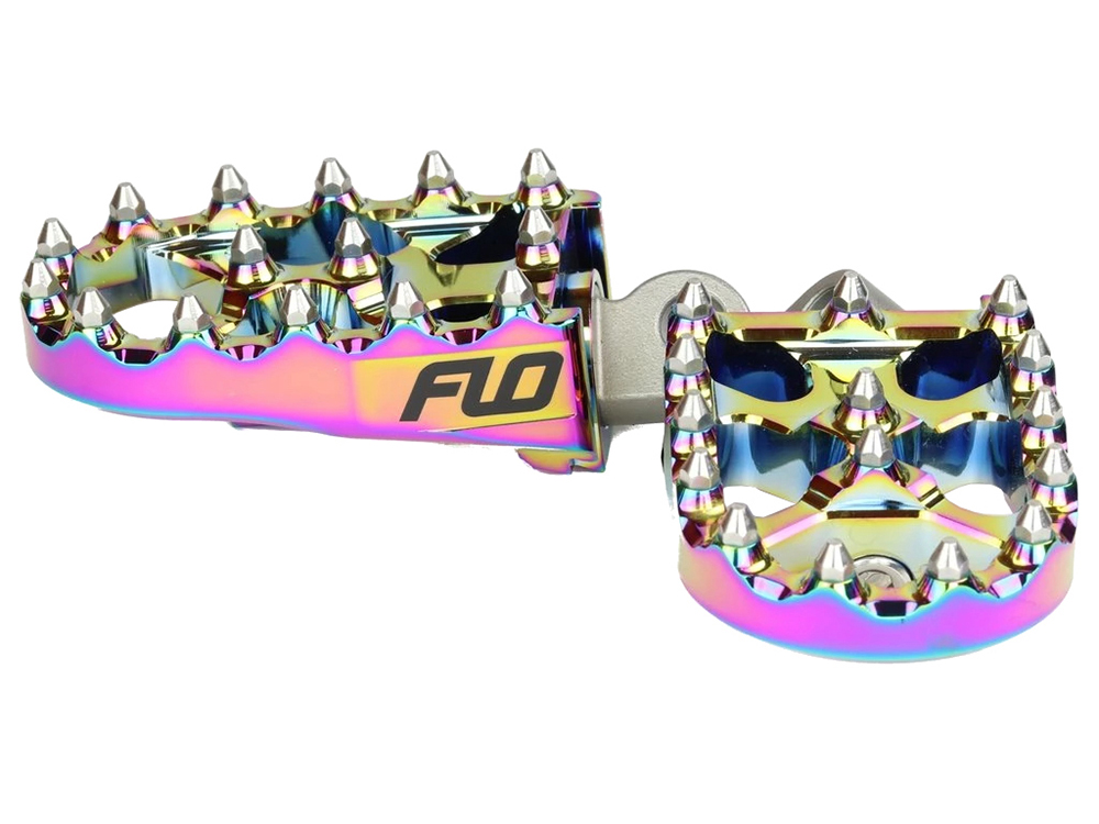 Flo Motorsports V2 MX Footpegs with HD Male Mount – Jet Fuel.