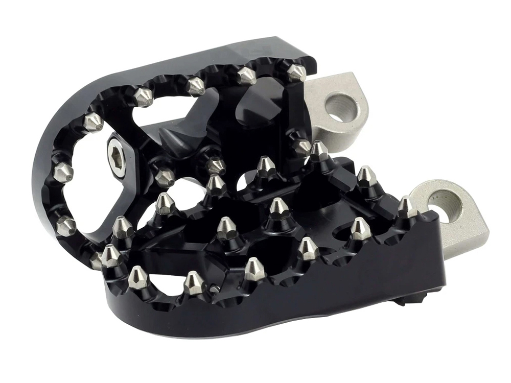 Flo Motorsports V3 MX Footpegs with HD Male Mount – Black.