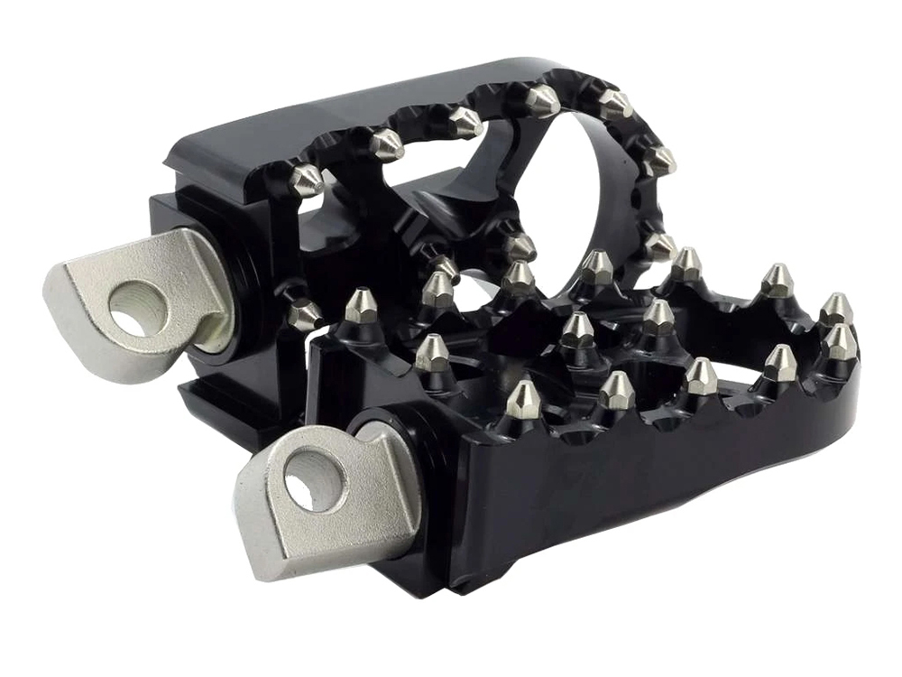 Flo Motorsports V3 MX Footpegs with HD Male Mount – Black.