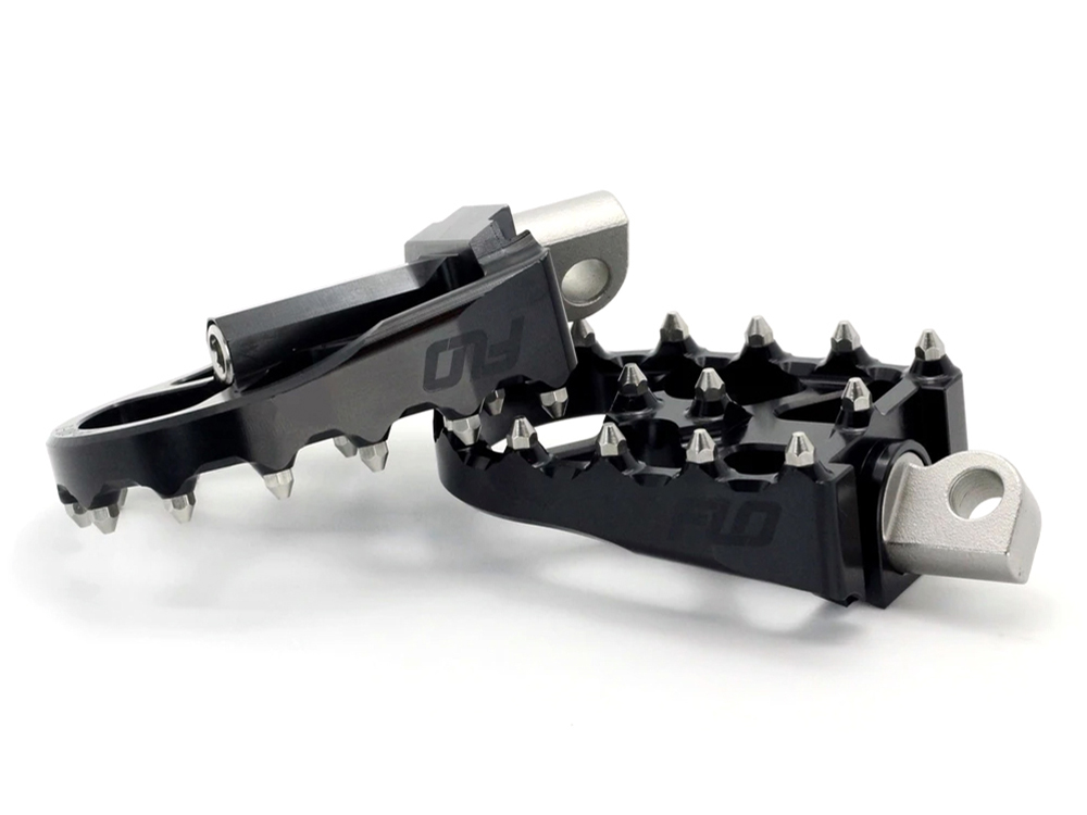 Flo Motorsports V3 MX Footpegs with HD Male Mount – Black.