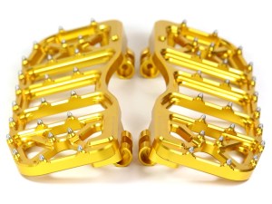 Flo Motorsports V5 Rider Floorboards – Gold. Fits Touring 1980up, FL Softail 1986-2017 & Dyna Switchback 2012-2016 Flo Motorsports V5 Rider Floorboards – Gold. Fits Touring 1980up, FL Softail 1986-2017 & Dyna Switchback 2012-2016