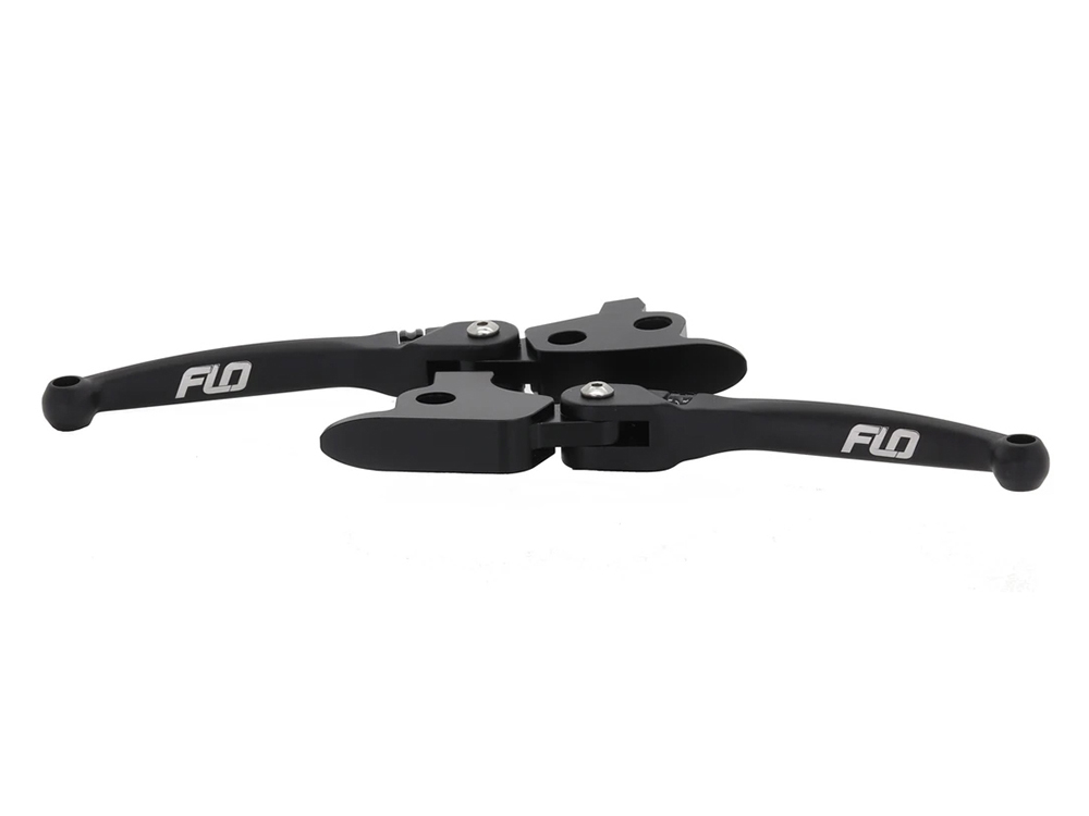Flo Motorsports MX Levers – Black. Fits Softail 1996-2014, Dyna 1996-2017, Touring 1996-2007 & Sportster 1996-2003.