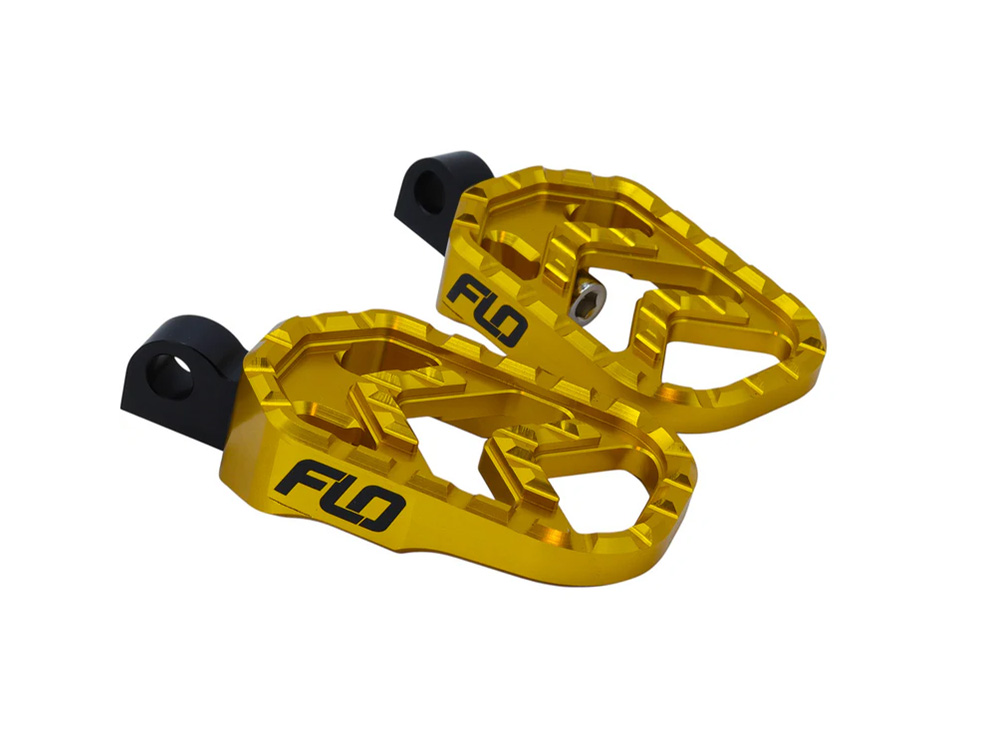 Flo Motorsports Savage Series Footpegs with HD Male Mount – Gold
