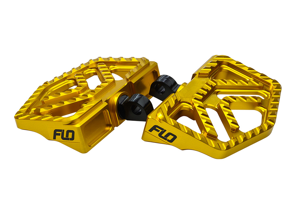 Flo Motorsports Savage Series Mini Floorboards with HD Male Mount – Gold
