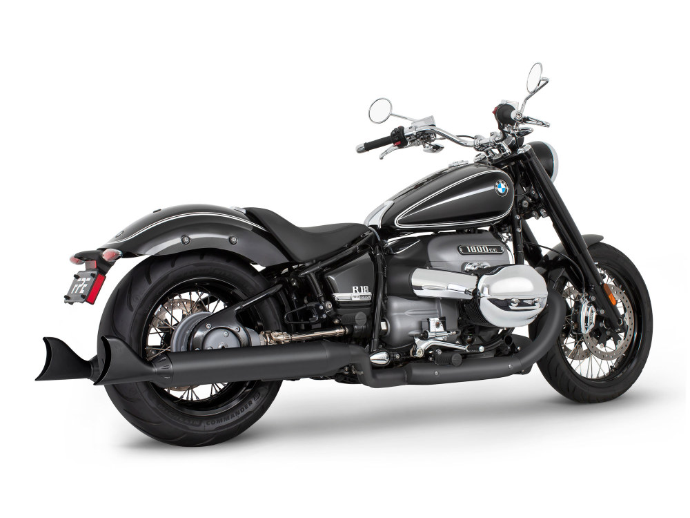 FREEDOM PERFORMANCE EXHAUST 4in. Two-Step Slip-On Mufflers – Black with Sharktail Tips. Fits BMW R-18 2021up.