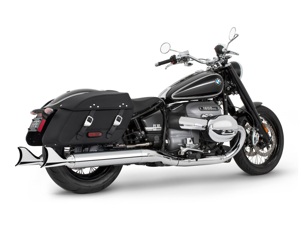 FREEDOM PERFORMANCE EXHAUST 4in. Two-Step Slip-On Mufflers – Chrome with Sharktail Tips. Fits BMW R-18 Classic 2021up.