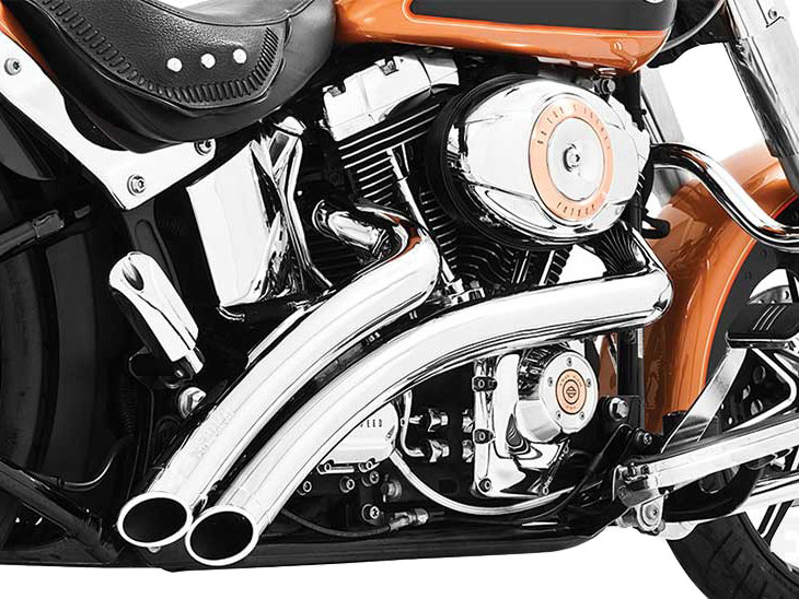 FREEDOM PERFORMANCE EXHAUST Radical Radius Exhaust – Chrome with Chrome End Caps. Fits Softail 1986-2017.