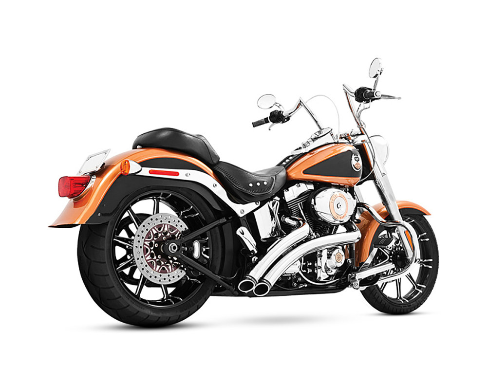 FREEDOM PERFORMANCE EXHAUST Radical Radius Exhaust – Chrome with Chrome End Caps. Fits Softail 1986-2017.