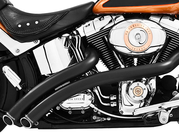 FREEDOM PERFORMANCE EXHAUST Radical Radius Exhaust – Black with Black End Caps. Fits Softail 1986-2017.