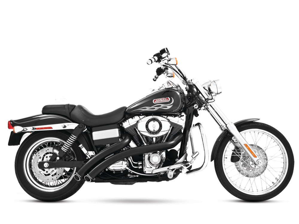 FREEDOM PERFORMANCE EXHAUST Radical Radius Exhaust – Black with Black End Caps. Fits Dyna 2006-2017 & Dyna Switchback 2012-2016