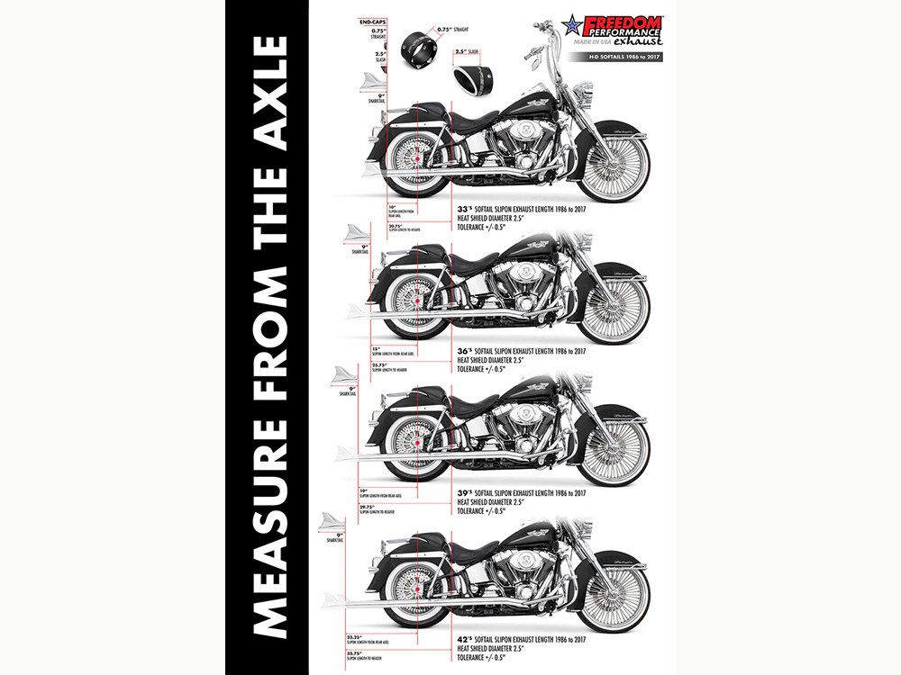 FREEDOM PERFORMANCE EXHAUST 36in. True Dual SharkTail Exhaust – Black. Fits Softail 2007-2017.