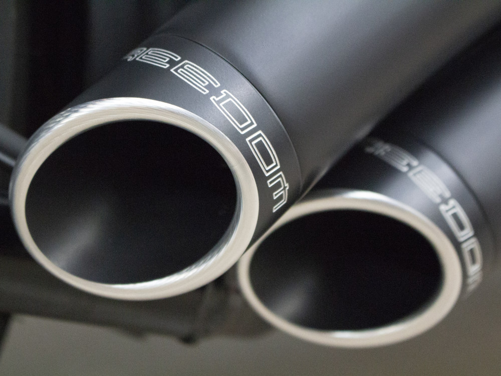 FREEDOM PERFORMANCE EXHAUST Sharp Curve Radius Exhaust – Black with Black End Caps. Fits Softail Breakout 2013-2017 & Rocker 2008-2011.