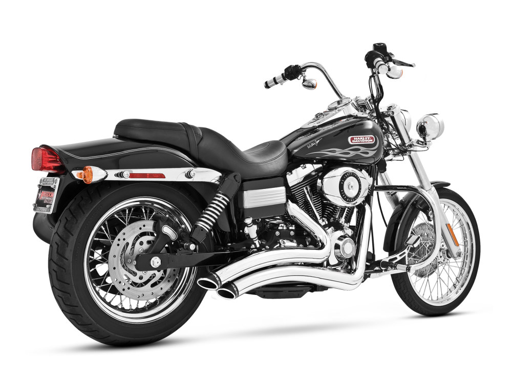 FREEDOM PERFORMANCE EXHAUST Sharp Curve Radius Exhaust – Chrome with Black End Caps. Fits Dyna 2006-2017.