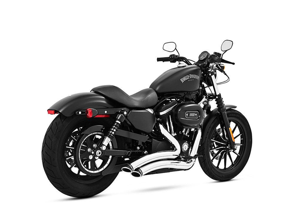 FREEDOM PERFORMANCE EXHAUST Sharp Curve Radius Exhaust – Chrome with Black End Caps. Fits Sportster 2004-2021