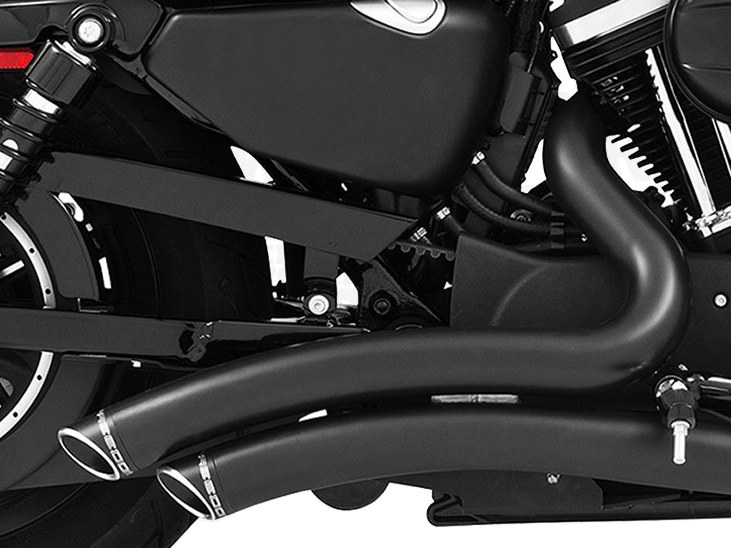FREEDOM PERFORMANCE EXHAUST Sharp Curve Radius Exhaust – Black with Black End Caps. Fits Sportster 2004-2021