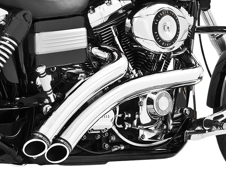 FREEDOM PERFORMANCE EXHAUST Radical Radius Exhaust – Chrome with Black End Caps. Fits Dyna 2006-2017 & Dyna Switchback 2012-2016