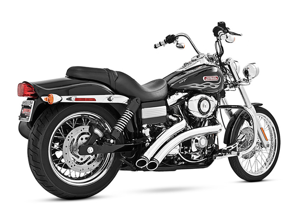 FREEDOM PERFORMANCE EXHAUST Radical Radius Exhaust – Chrome with Black End Caps. Fits Dyna 2006-2017 & Dyna Switchback 2012-2016