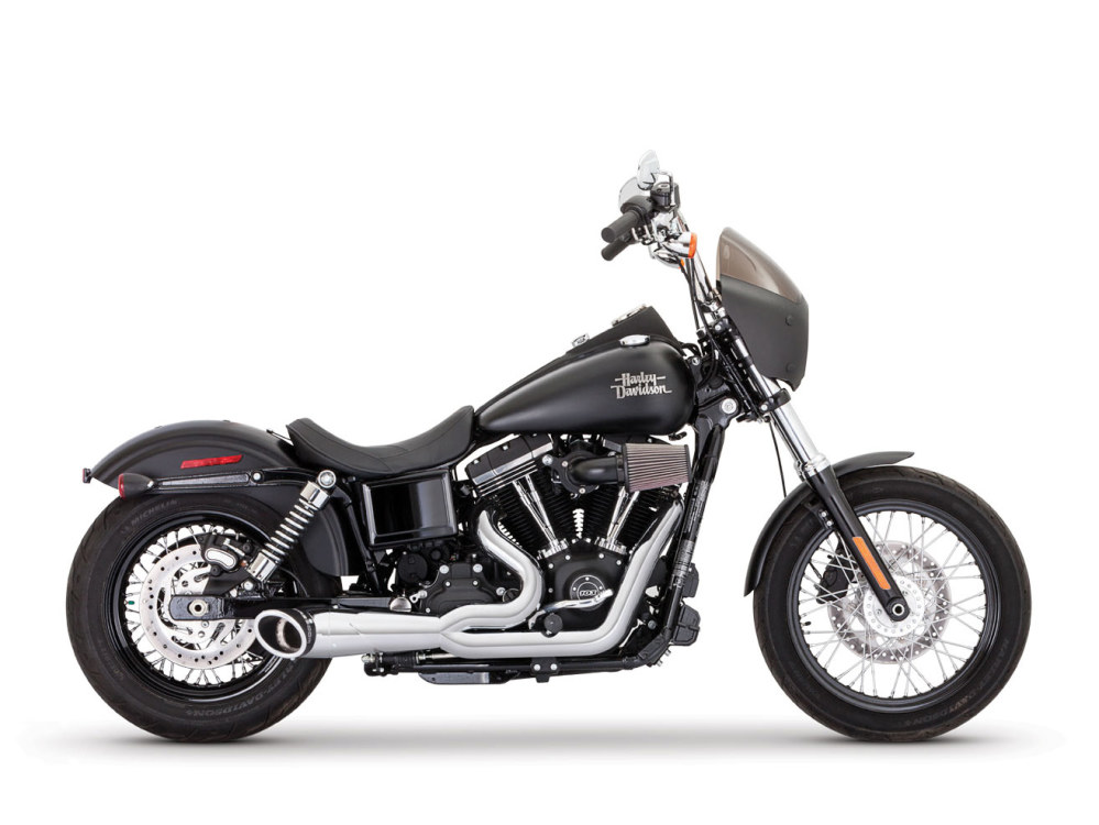 FREEDOM PERFORMANCE EXHAUST 2-into-1 Turnout Exhaust with Chrome Finish & Black End Caps. Fits Dyna 2006-2017.