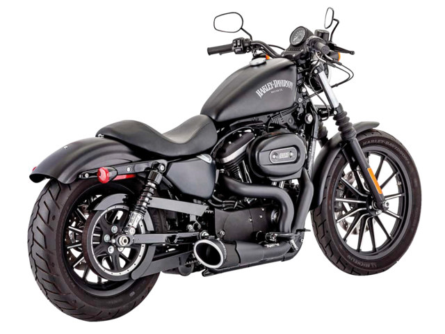 FREEDOM PERFORMANCE EXHAUST Combat 2-into-1 Exhaust – Black with Black End Cap. Fits Sportster 2004-2021