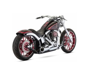 FREEDOM PERFORMANCE EXHAUST Turnout 2-into-1 Exhaust – Chrome with Black End Cap. Fits Softail Breakout 2013-2017 & Rocker 2008-2011. FREEDOM PERFORMANCE EXHAUST Turnout 2-into-1 Exhaust – Chrome with Black End Cap. Fits Softail Breakout 2013-2017 & Rocker 2008-2011.