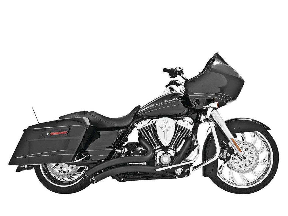 FREEDOM PERFORMANCE EXHAUST Sharp Curve Radius Exhaust – Black with Black End Caps. Fits Touring 2017up.
