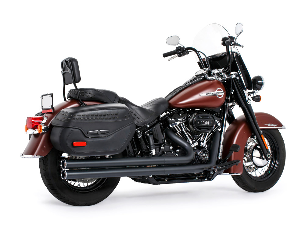 FREEDOM PERFORMANCE EXHAUST Independence Long Exhaust – Black with Black End Caps. Fits Softail 2018up.