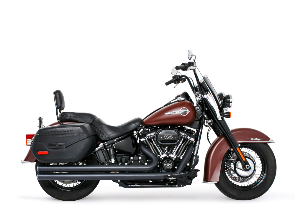 FREEDOM PERFORMANCE EXHAUST Independence Long Exhaust – Black with Black End Caps. Fits Softail 2018up.