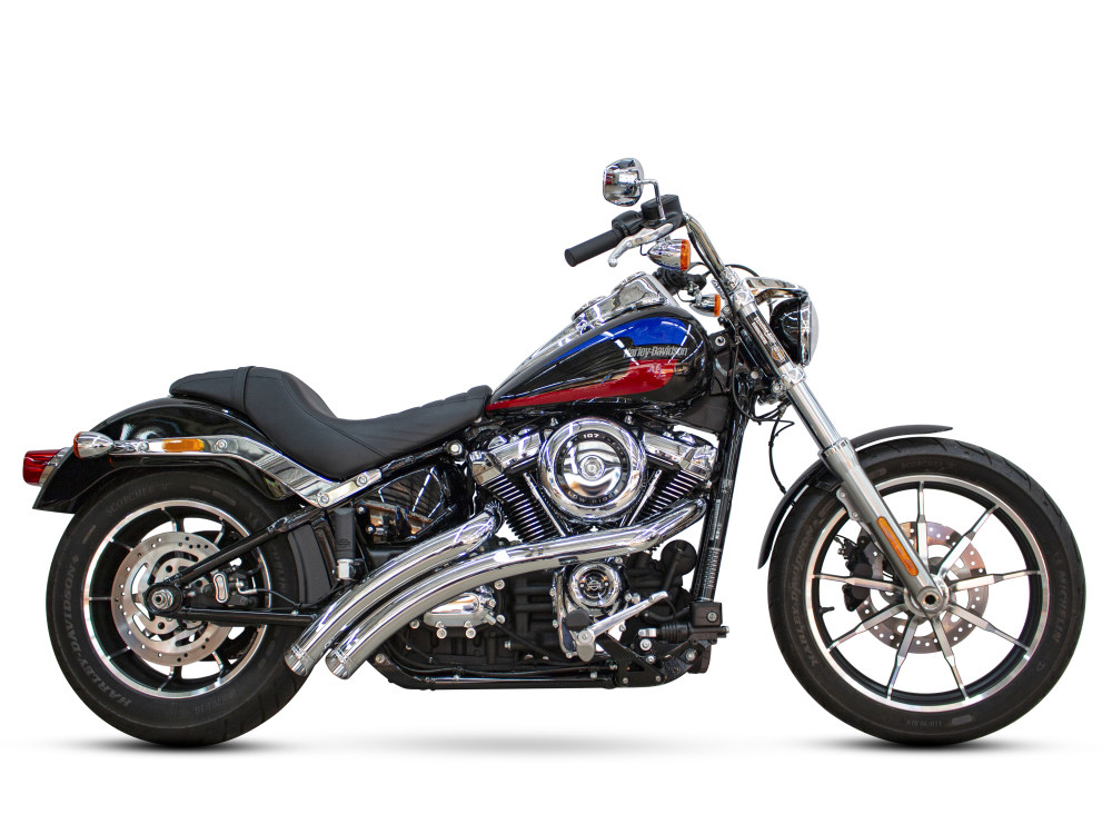 FREEDOM PERFORMANCE EXHAUST Radical Radius Exhaust – Chrome with Chrome End Caps. Fits Softail 2018up.