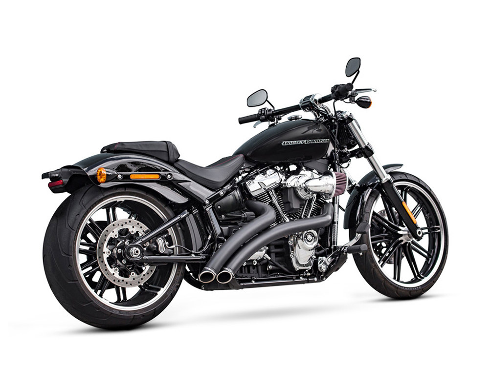 FREEDOM PERFORMANCE EXHAUST Radical Radius Exhaust – Black with Black End Caps. Fits Softail 2018up.