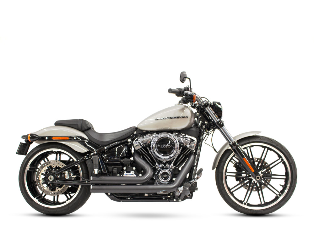 FREEDOM PERFORMANCE EXHAUST Independence Shorty Exhaust – Black with Black End Caps. Fits Softail 2018up.