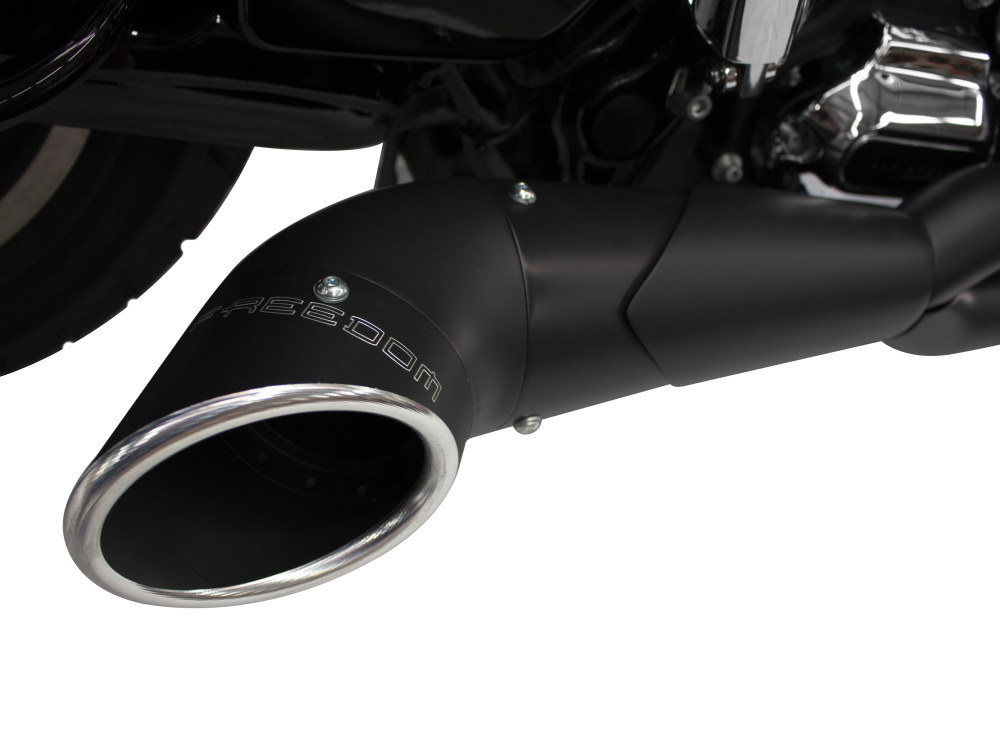 FREEDOM PERFORMANCE EXHAUST Turnout 2-into-1 Exhaust – Black with Black End Cap. Fits Touring 2017up.