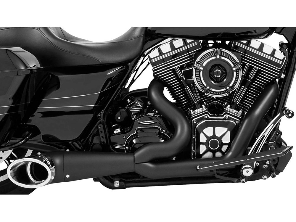 FREEDOM PERFORMANCE EXHAUST Turnout 2-into-1 Exhaust – Black with Black End Cap. Fits Touring 2017up.