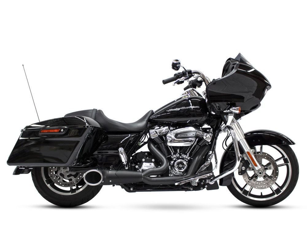 FREEDOM PERFORMANCE EXHAUST Turnout 2-into-1 Exhaust – Black with Black End Cap. Fits Touring 2017up.