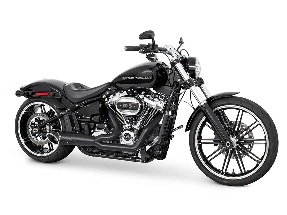 FREEDOM PERFORMANCE EXHAUST Turnout 2-into-1 Exhaust with Black Finish & Black End Cap. Fits Softail 2018up