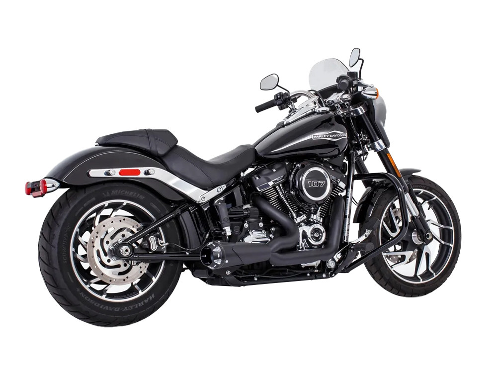 FREEDOM PERFORMANCE EXHAUST American Outlaw Shorty 2-into-1 Exhaust – Black with Black End Cap. Fits Softail 1986-2017.