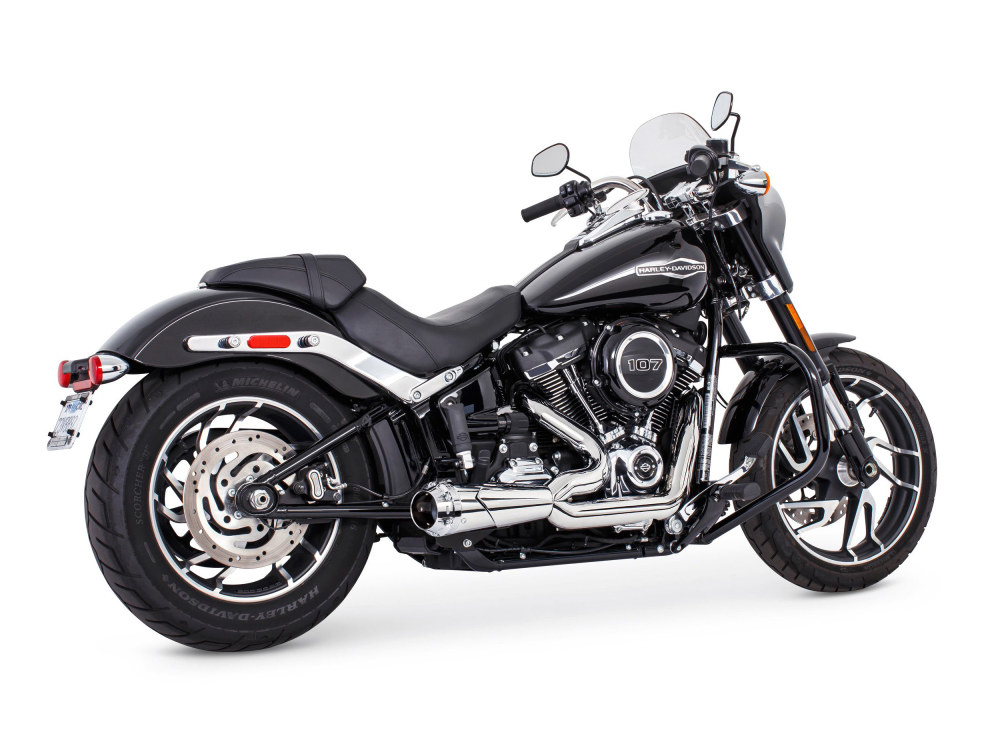 FREEDOM PERFORMANCE EXHAUST American Outlaw Shorty 2-into-1 Exhaust – Chrome with Chrome End Cap. Fits Softail 2018up.