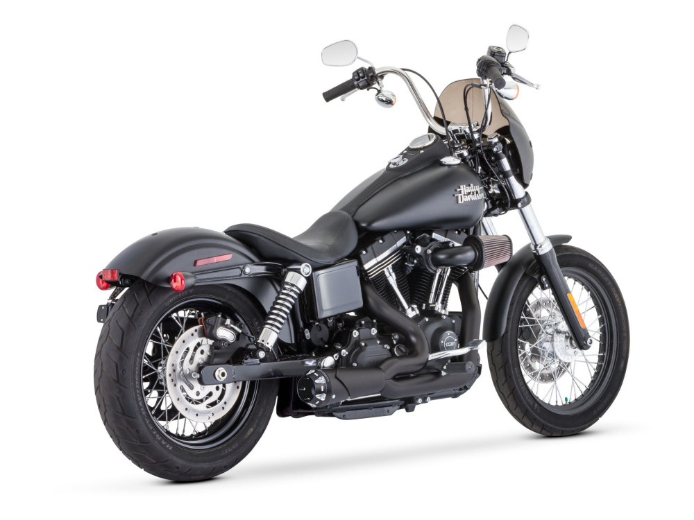 FREEDOM PERFORMANCE EXHAUST American Outlaw Shorty 2-into-1 Exhaust – Black with Black End Cap. Fits Dyna 2006-2017 & Dyna Switchback 2012-2016