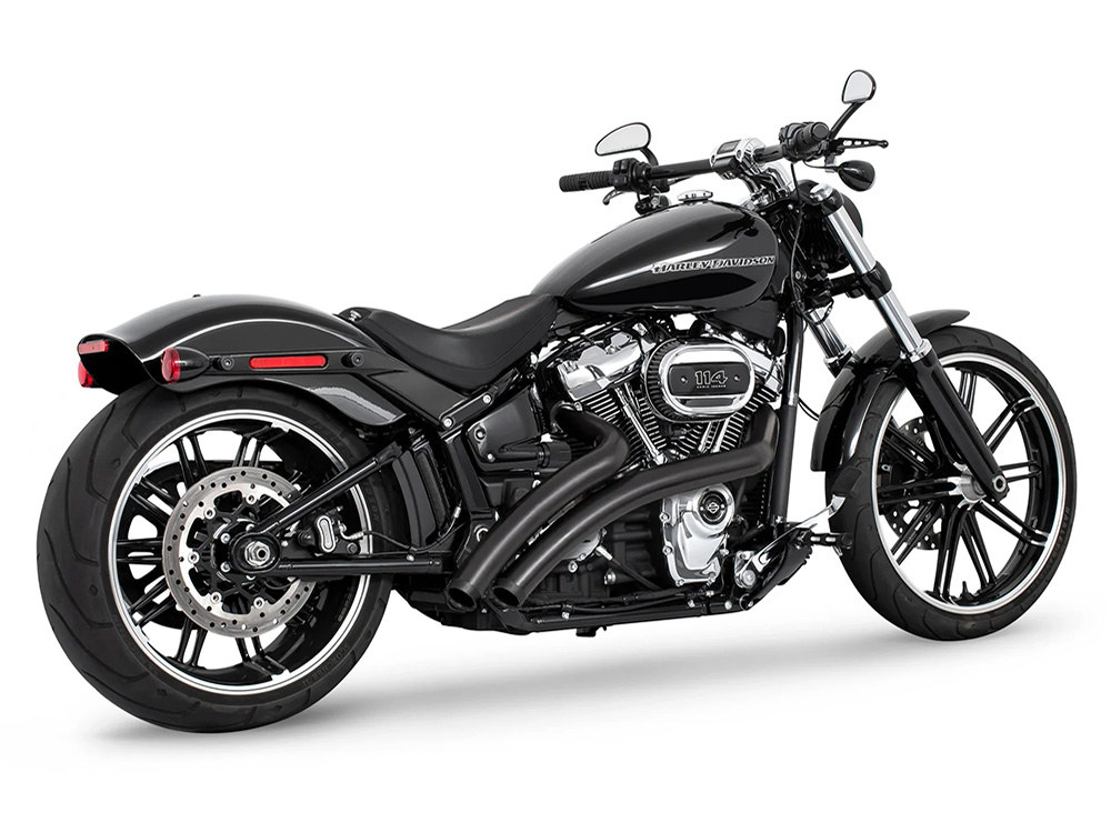FREEDOM PERFORMANCE EXHAUST Radical Ground Pounder Exhaust – Black with Black Straight Cut End Caps. Fits Softail 2018up