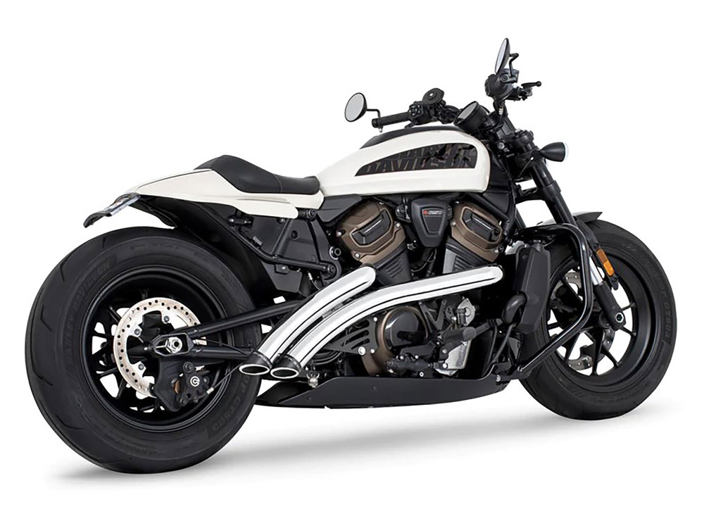 FREEDOM PERFORMANCE EXHAUST Radical Radius Exhaust – Chrome with Black End Caps. Fits Sportster S 2021-2023