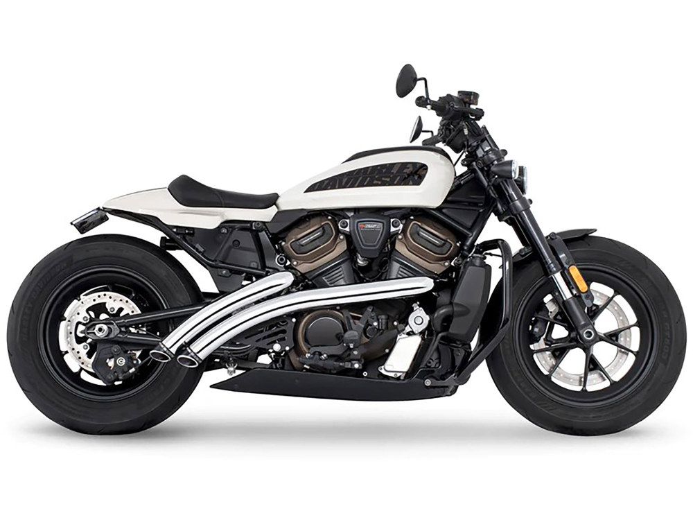 FREEDOM PERFORMANCE EXHAUST Radical Radius Exhaust – Chrome with Black End Caps. Fits Sportster S 2021-2023
