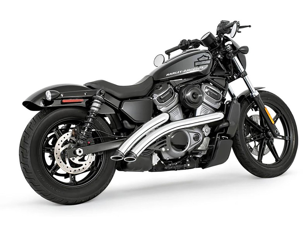 FREEDOM PERFORMANCE EXHAUST Radical Radius Exhaust – Chrome with Black End Caps. Fits Nightster 975 2022up.