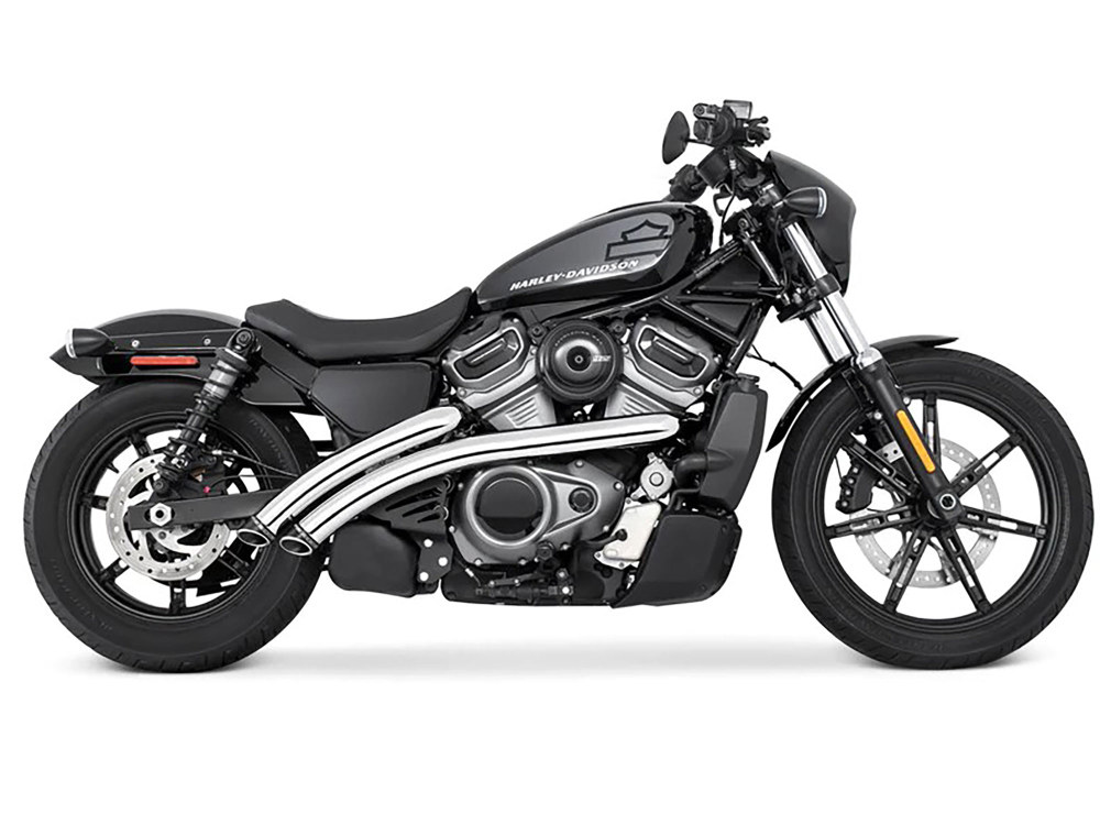 FREEDOM PERFORMANCE EXHAUST Radical Radius Exhaust – Chrome with Black End Caps. Fits Nightster 975 2022up.