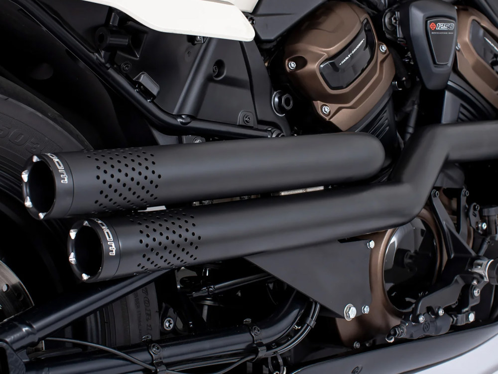 FREEDOM PERFORMANCE EXHAUST Independence Perforated High Exhaust – Black with Black End Caps. Fits Sportster S 2021-2023