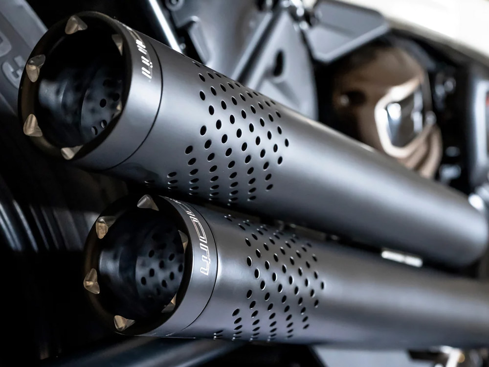 FREEDOM PERFORMANCE EXHAUST Independence Perforated High Exhaust – Black with Black End Caps. Fits Sportster S 2021-2023