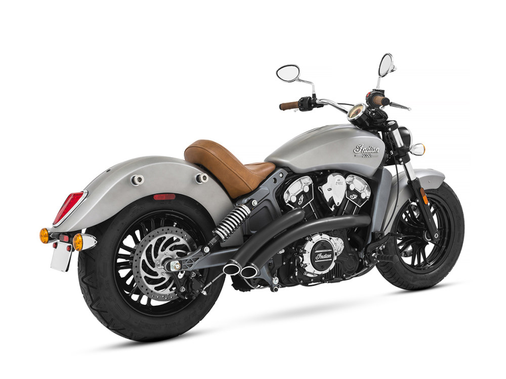 FREEDOM PERFORMANCE EXHAUST Radical Radius Exhaust – Black with Black End Caps. Fits Indian Scout 2015-2024