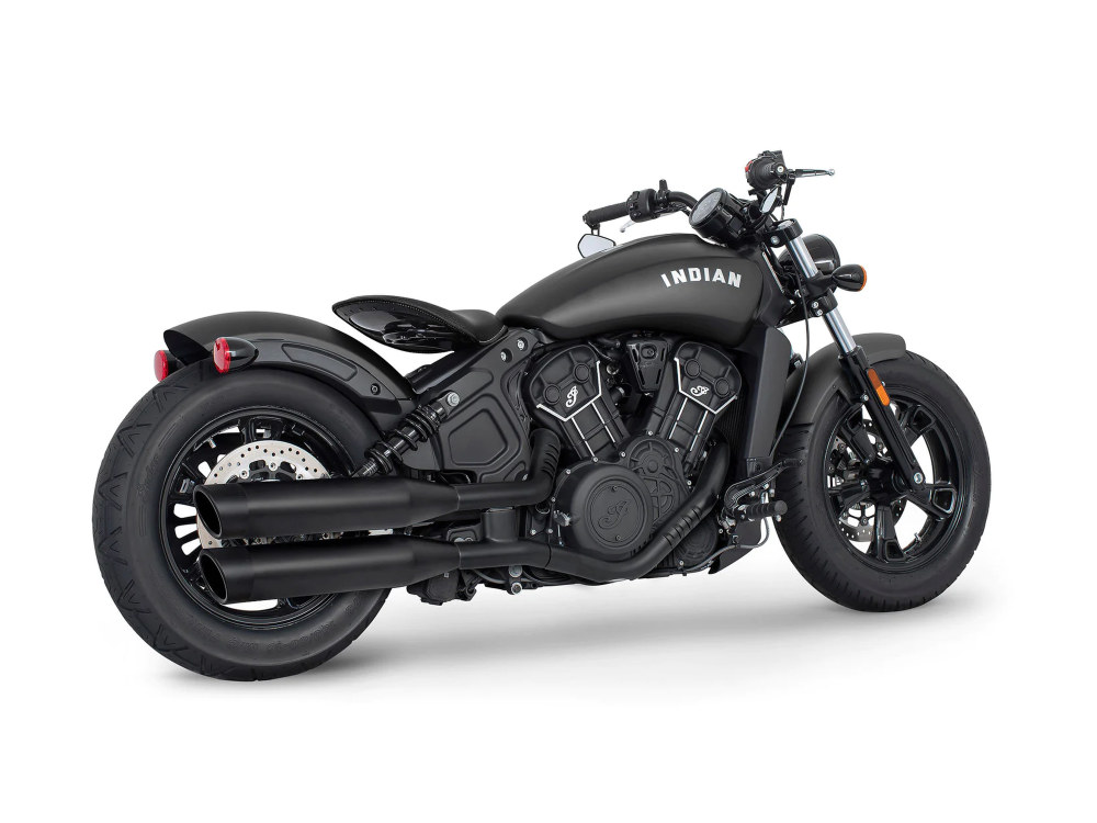 FREEDOM PERFORMANCE EXHAUST 4in. Slip-On Mufflers – Black with Black Liberty End Caps. Fits Indian Scout 2015-2024